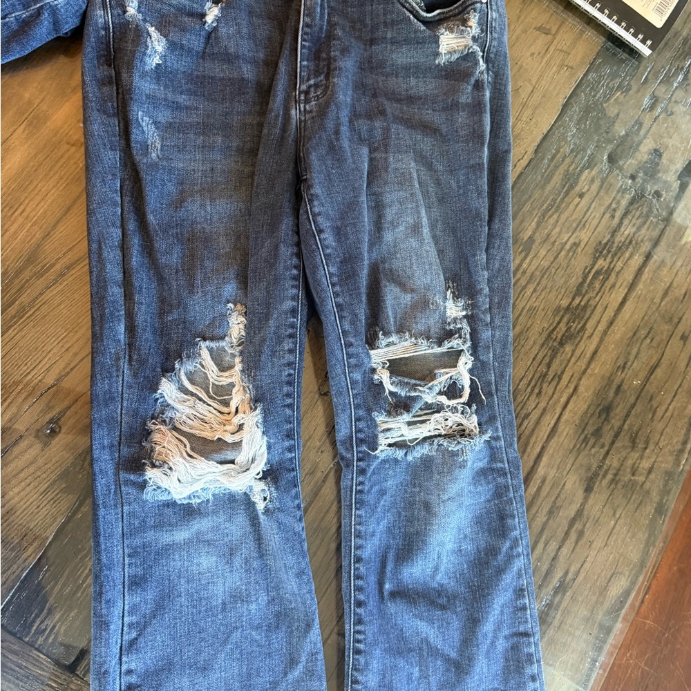 Judy Blue Distressed medium Blue Flare Jeans